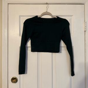 Cropped Long Sleeve Top in Green